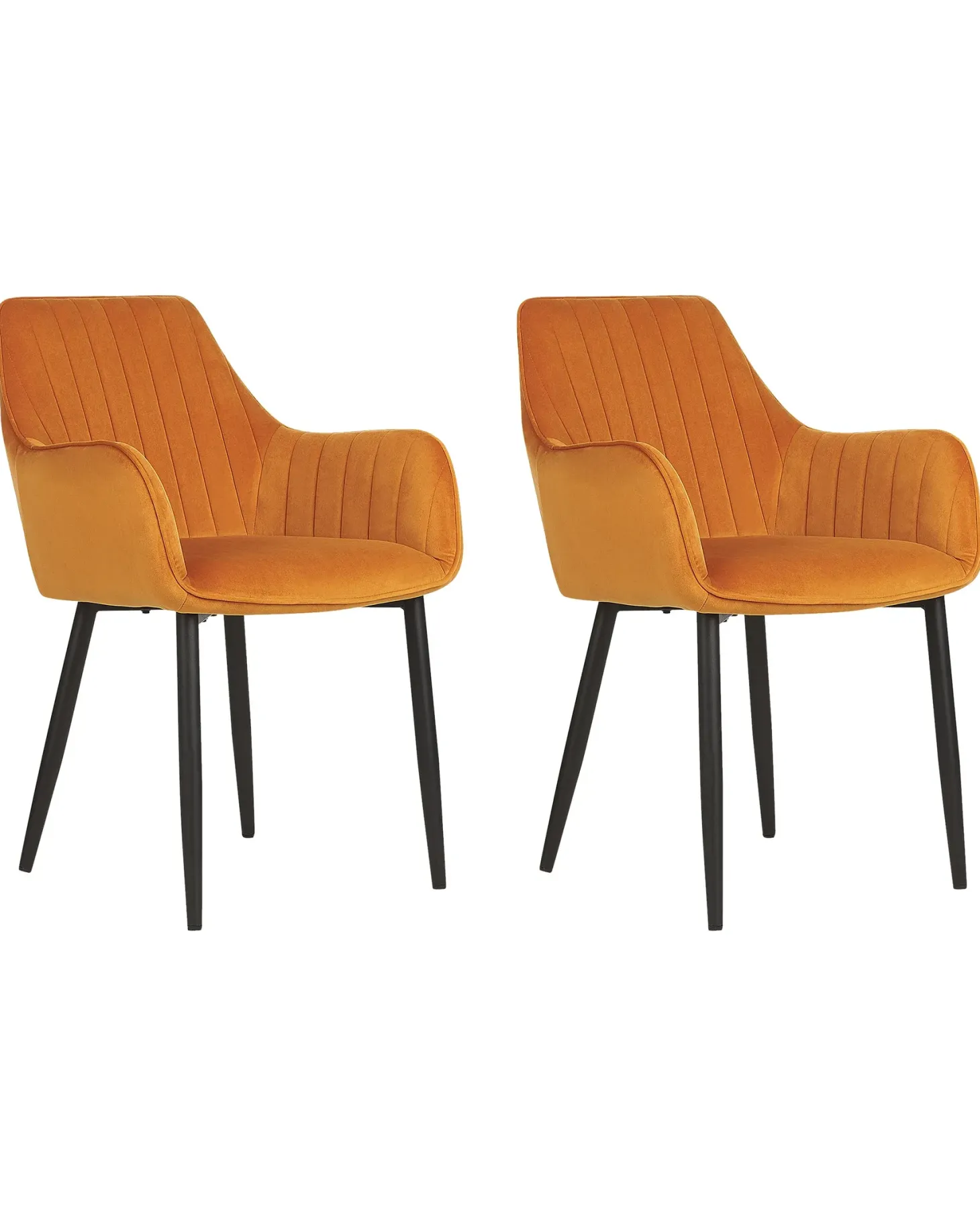 Sæt med 2 spisebordsstole WELLSTON Velour Orange