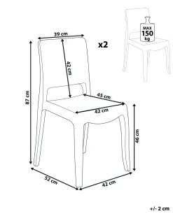 Sæt med 2 spisebordsstole WESTBRIDGE Transparent