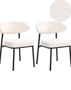 Sæt med 2 spisebordsstole WINTON Boucle Cremehvid