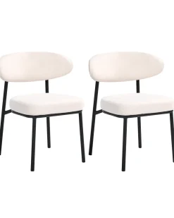 Sæt med 2 spisebordsstole WINTON Boucle Cremehvid