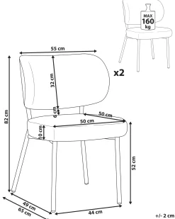 Sæt med 2 spisebordsstole WONDER Boucle Cremehvid