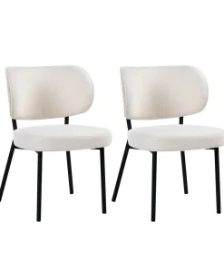 Sæt med 2 spisebordsstole WONDER Boucle Cremehvid