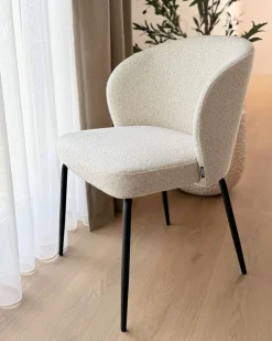 Sæt med 2 spisebordsstole ZANA Boucle Lys Beige