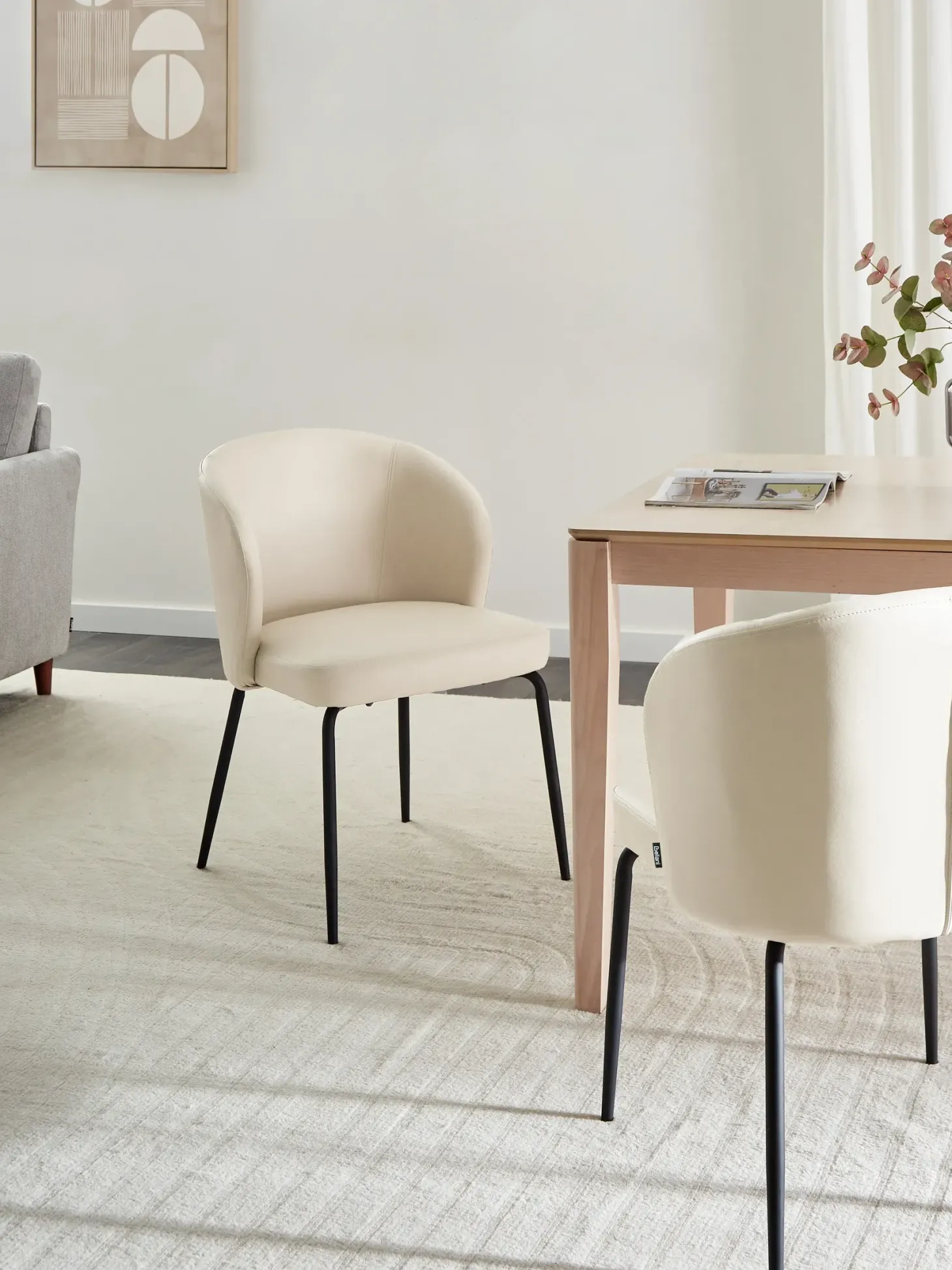 Sæt med 2 spisebordsstole ZANA Kunstlæder Lys Beige