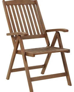 Sæt med 6 stole med puder AMANTEA Akacietræ Brungrå