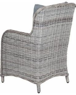 Sæt med 2 stole med puder CASCAIS PE-rattan Grå