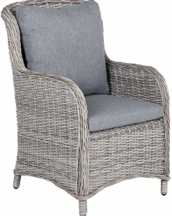 Sæt med 2 stole med puder CASCAIS PE-rattan Grå