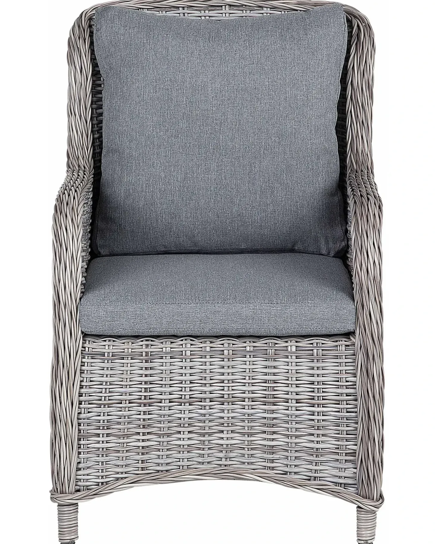 Sæt med 2 stole med puder CASCAIS PE-rattan Grå