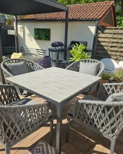 Sæt med 2 stole med puder LIPARI Metal Grå