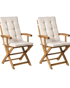 Sæt med 2 stole med puder MAUI PREMIUM Akacietræ Lys Beige