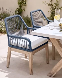 Sæt med 2 stole med puder OLBIA Navy Blå