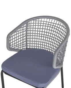 Sæt med 2 stole med puder PALMI Metal Grå