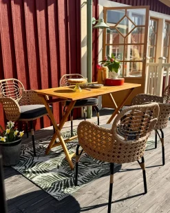 Sæt med 4 stole med puder PRATELLO PE-rattan Naturlig