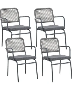 Sæt med 4 stole med puder TACENO Metal Grå