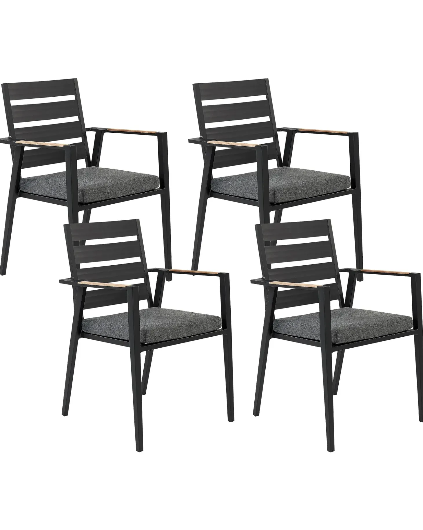 Sæt med 4 stole med puder TAVIANO Metal Sort