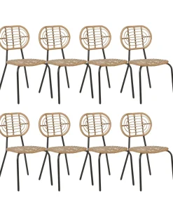 Sæt med 8 stole PRATELLO PE-rattan Naturlig
