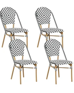 Sæt med 4 stole RIFREDDO PE-rattan Sort/hvid
