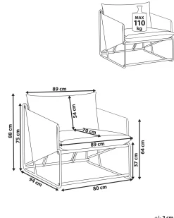 Stol med pude PONTE Metal Grå