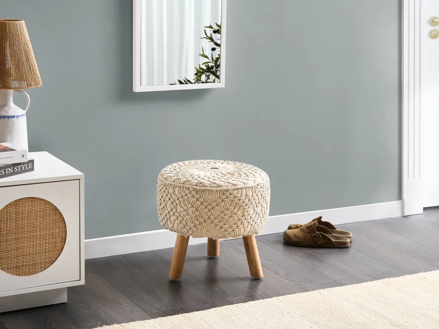 Taburet MANZAI Bomuld Beige