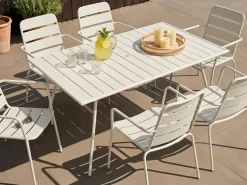 TERENZO 6 personers Havemøbelsæt Lys Beige Metal