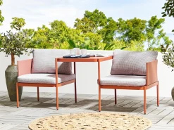 TERRACINA 2 personers Loungesæt med bord Orange Metal