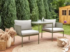 TERRACINA 2 personers Loungesæt med bord Olivengrøn Metal