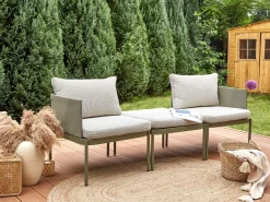 TERRACINA 2 personers Loungesæt med bord Olivengrøn Metal