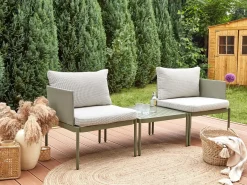 TERRACINA 2 personers Loungesæt med bord Olivengrøn Metal