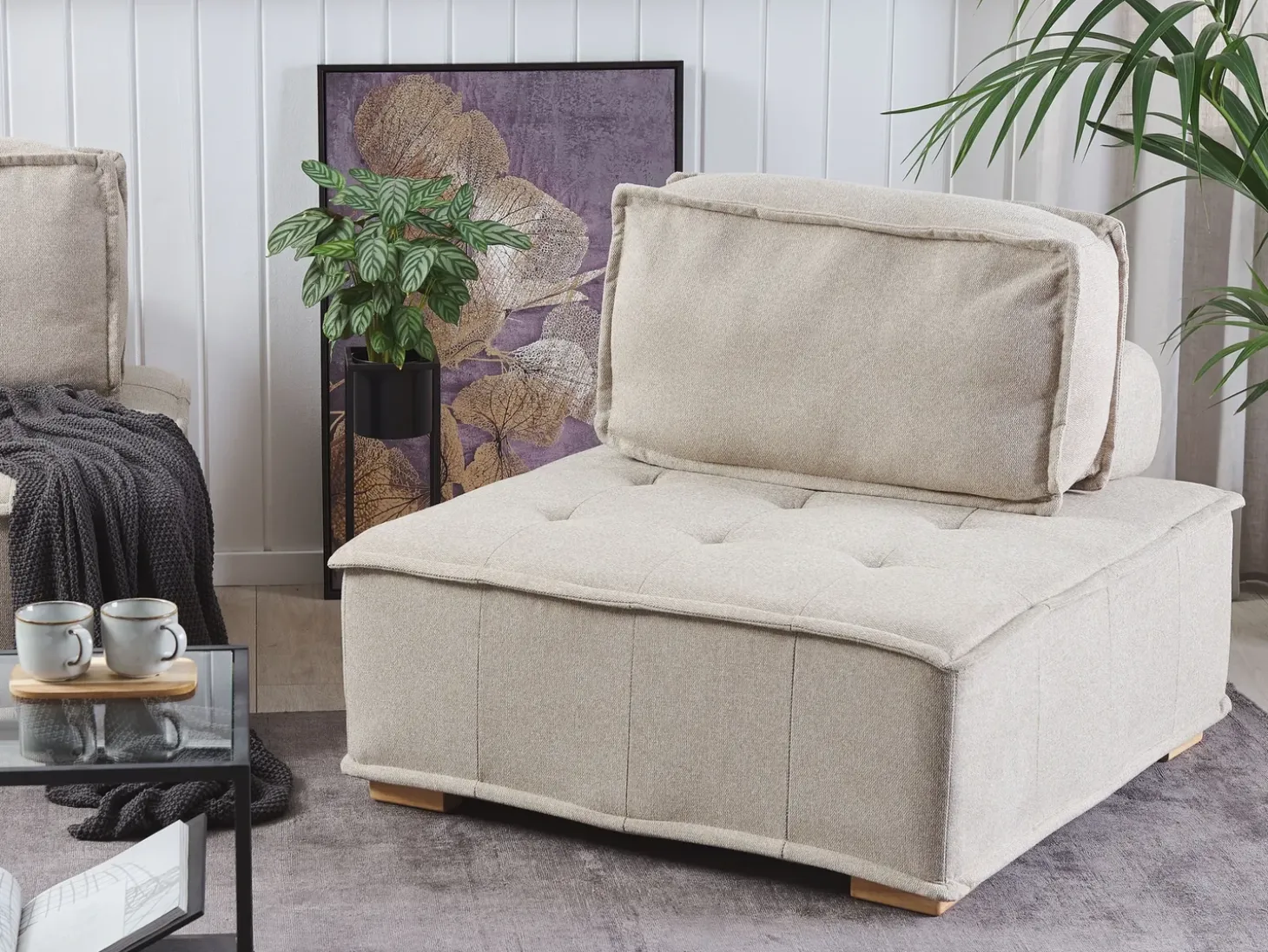 TIBRO 4 personers Hjørnesofa modul Højrevendt Lys Beige