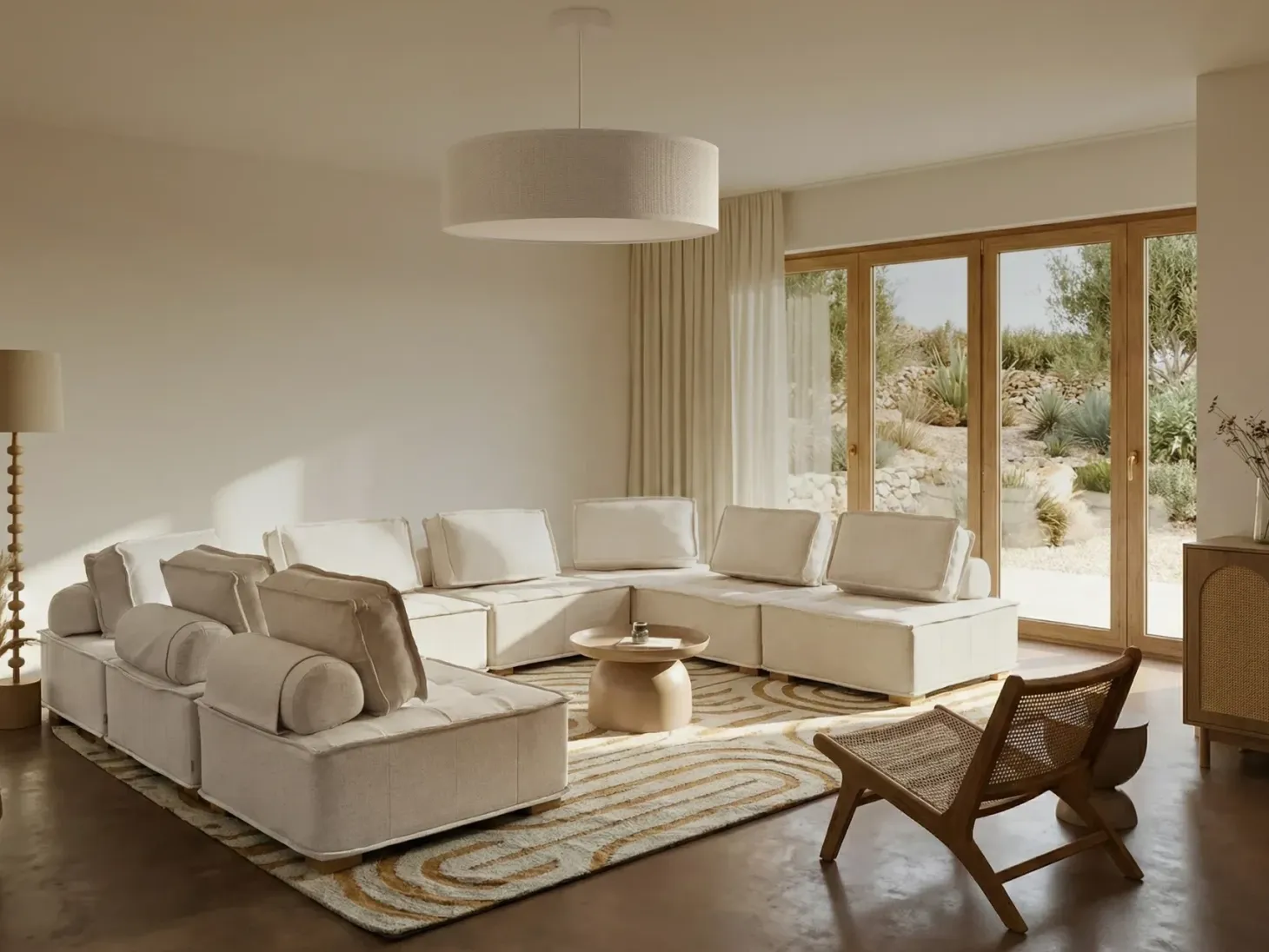 TIBRO 8 personers U-formet modulsofa Cremehvid