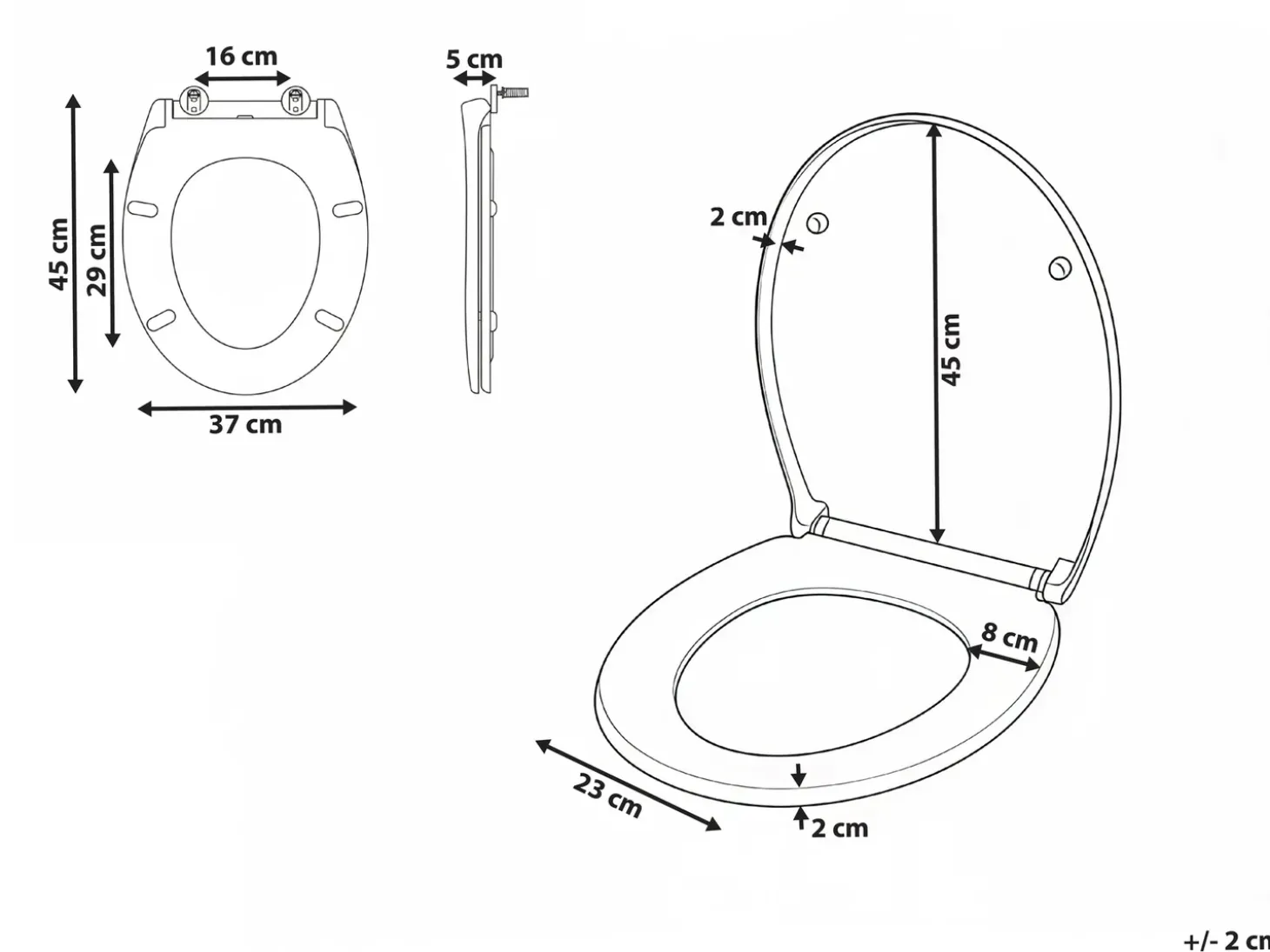 Toiletbræt PAPURI Soft close Duroplast Sort