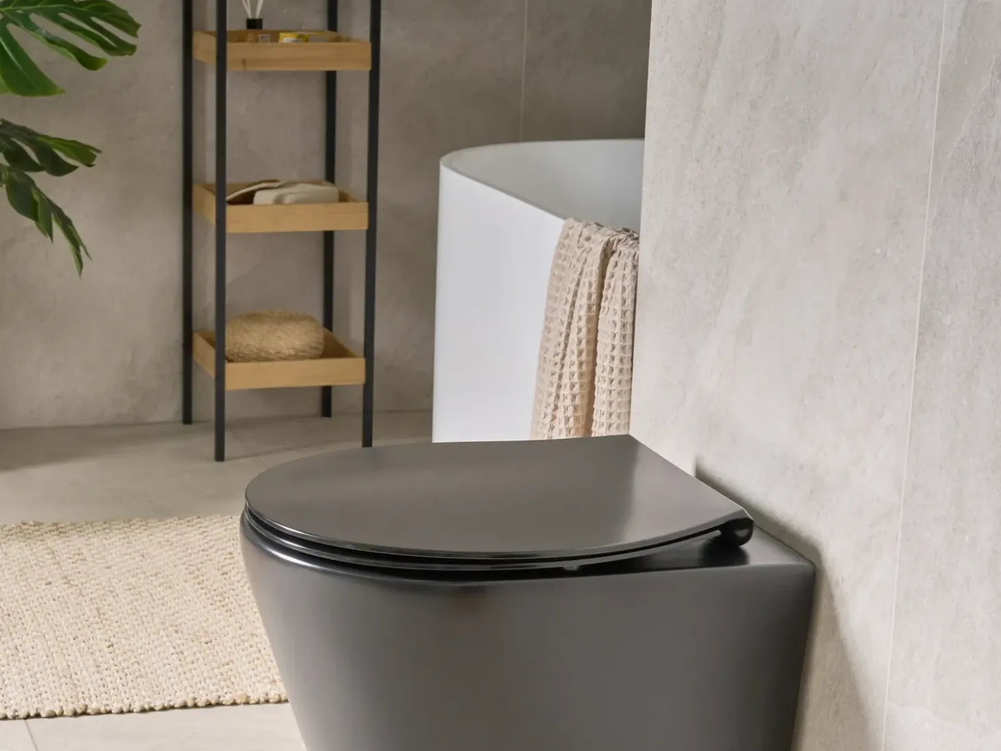 Toiletbræt PUTUMAYO Slank Soft close Duroplast Sort