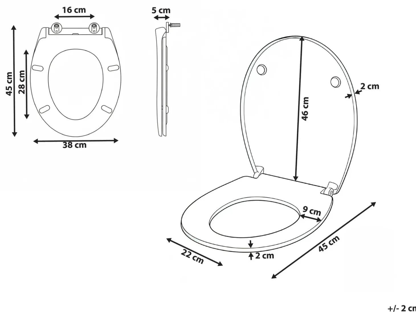 Toiletbræt PUTUMAYO Slank Soft close Duroplast Sort