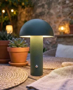 Trådløs LED-bordlampe BOJO Med dæmpning Metal Mørkegrøn