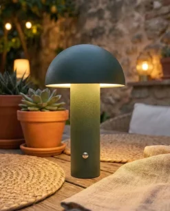 Trådløs LED-bordlampe BOJO Med dæmpning Metal Mørkegrøn