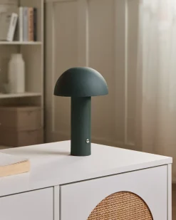 Trådløs LED-bordlampe BOJO Med dæmpning Metal Mørkegrøn