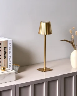 Trådløs LED-bordlampe ABARO Med dæmpning Metal Guld