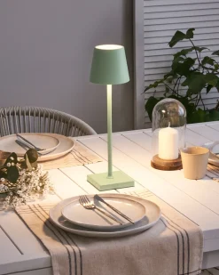 Trådløs LED-bordlampe BACEIRO Metal Lysegrøn