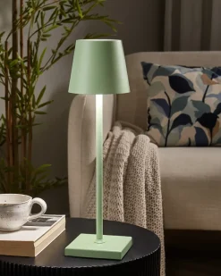 Trådløs LED-bordlampe BACEIRO Metal Lysegrøn