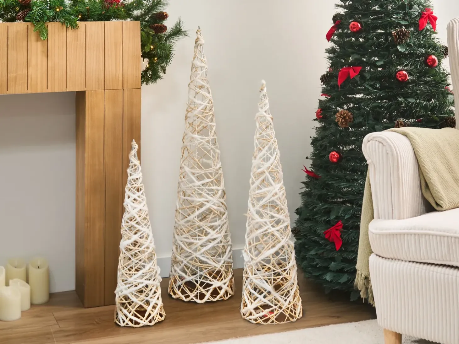 TUELSO Juletræ 60/80/100 cm Hvid/guld