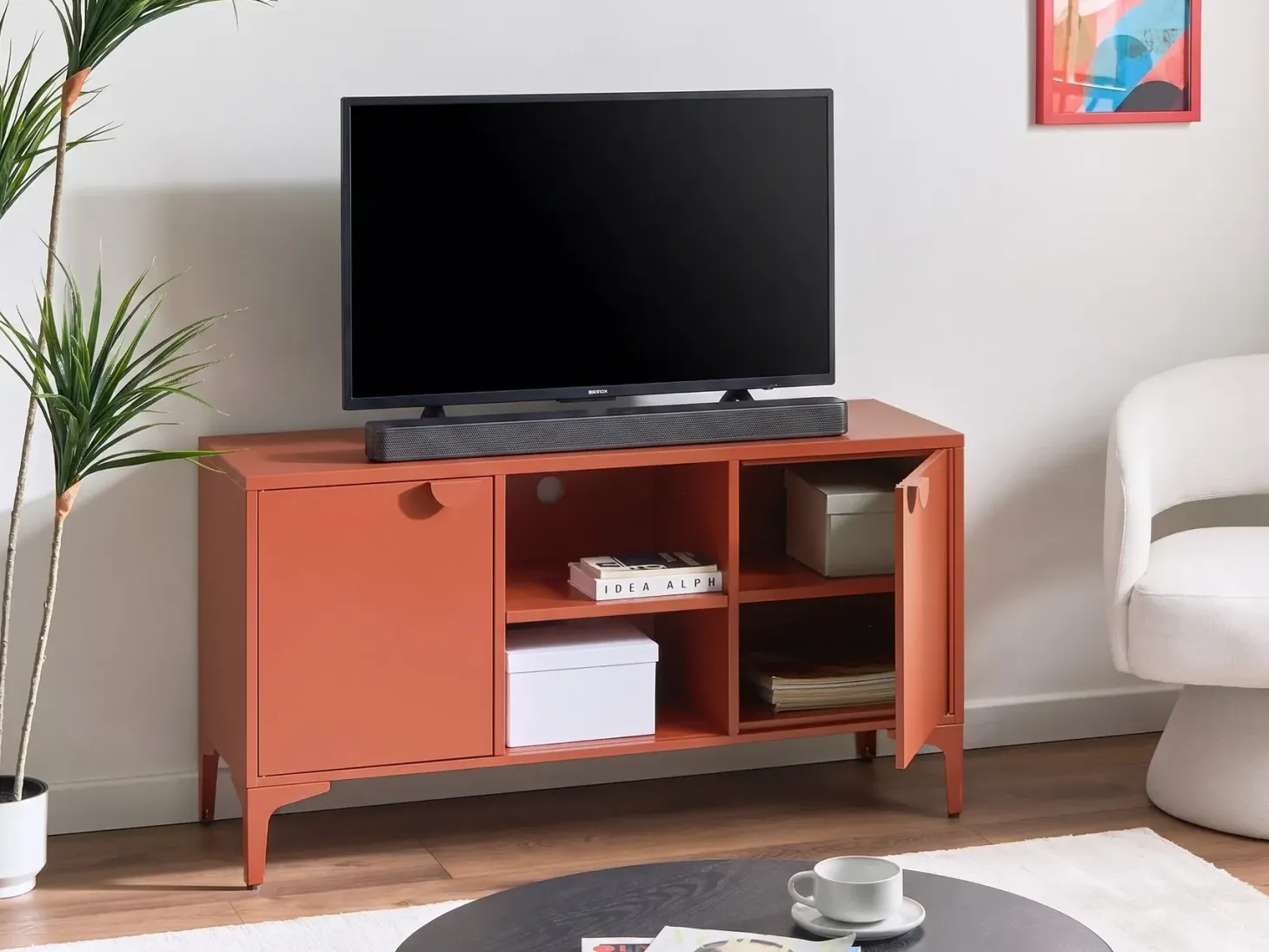 TV-bord ARDURA Metal Guldbrun