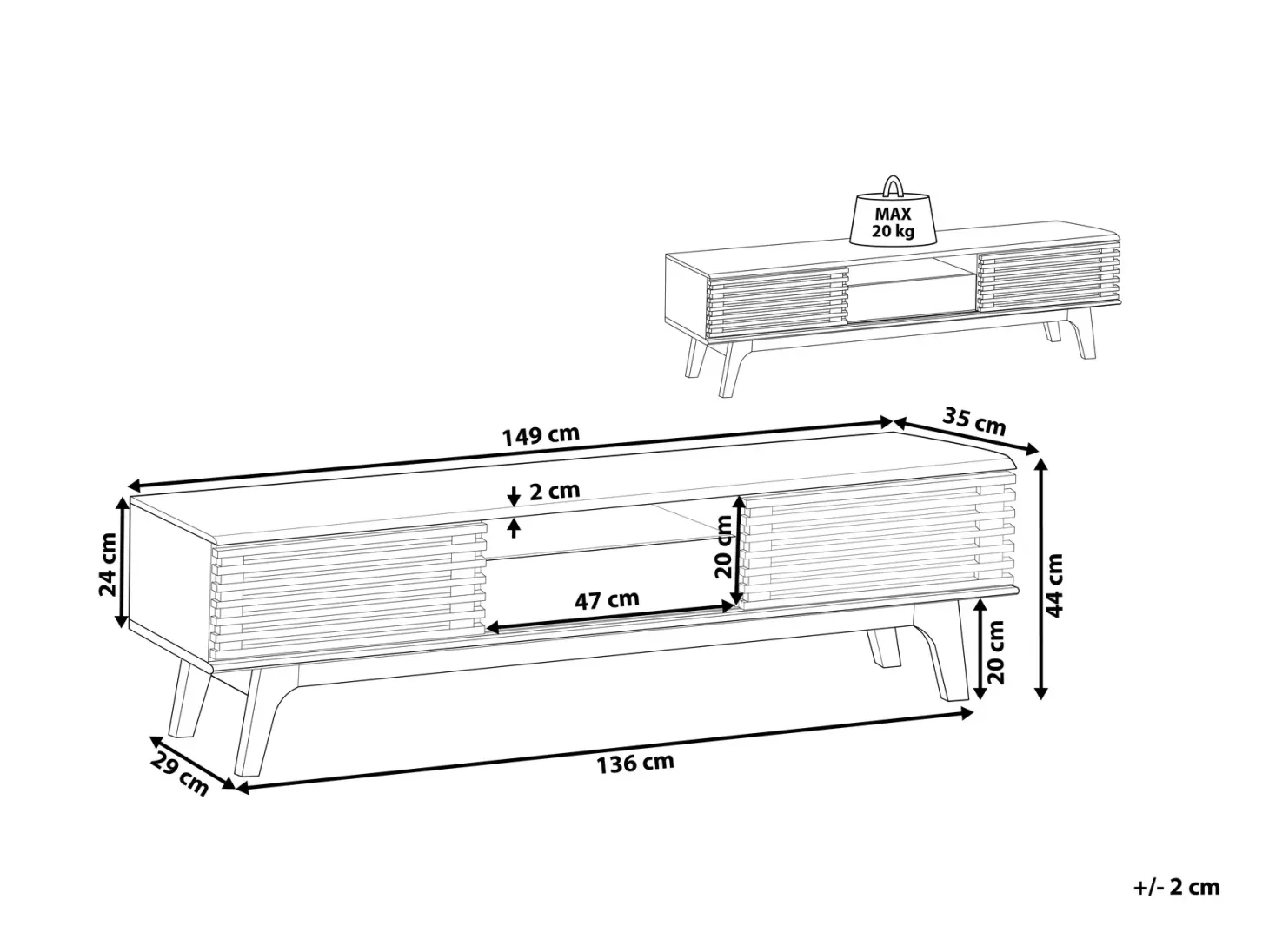 TV-bord DETROIT Brun/hvid