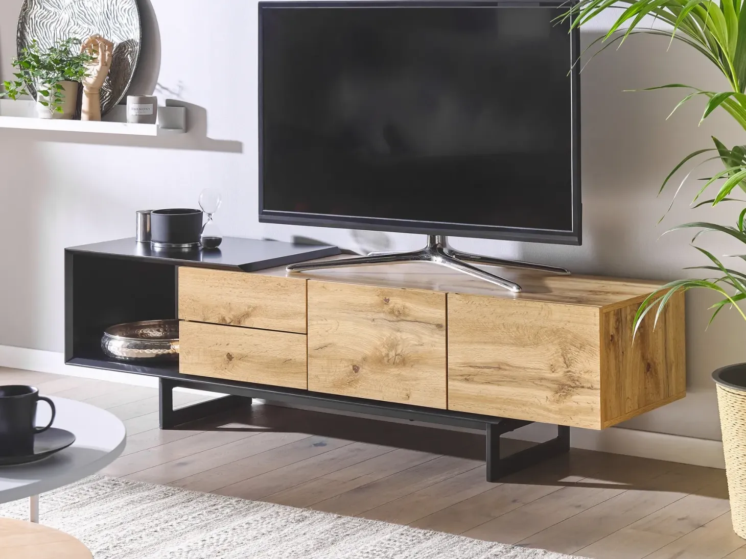 TV-bord FIORA Brun/sort