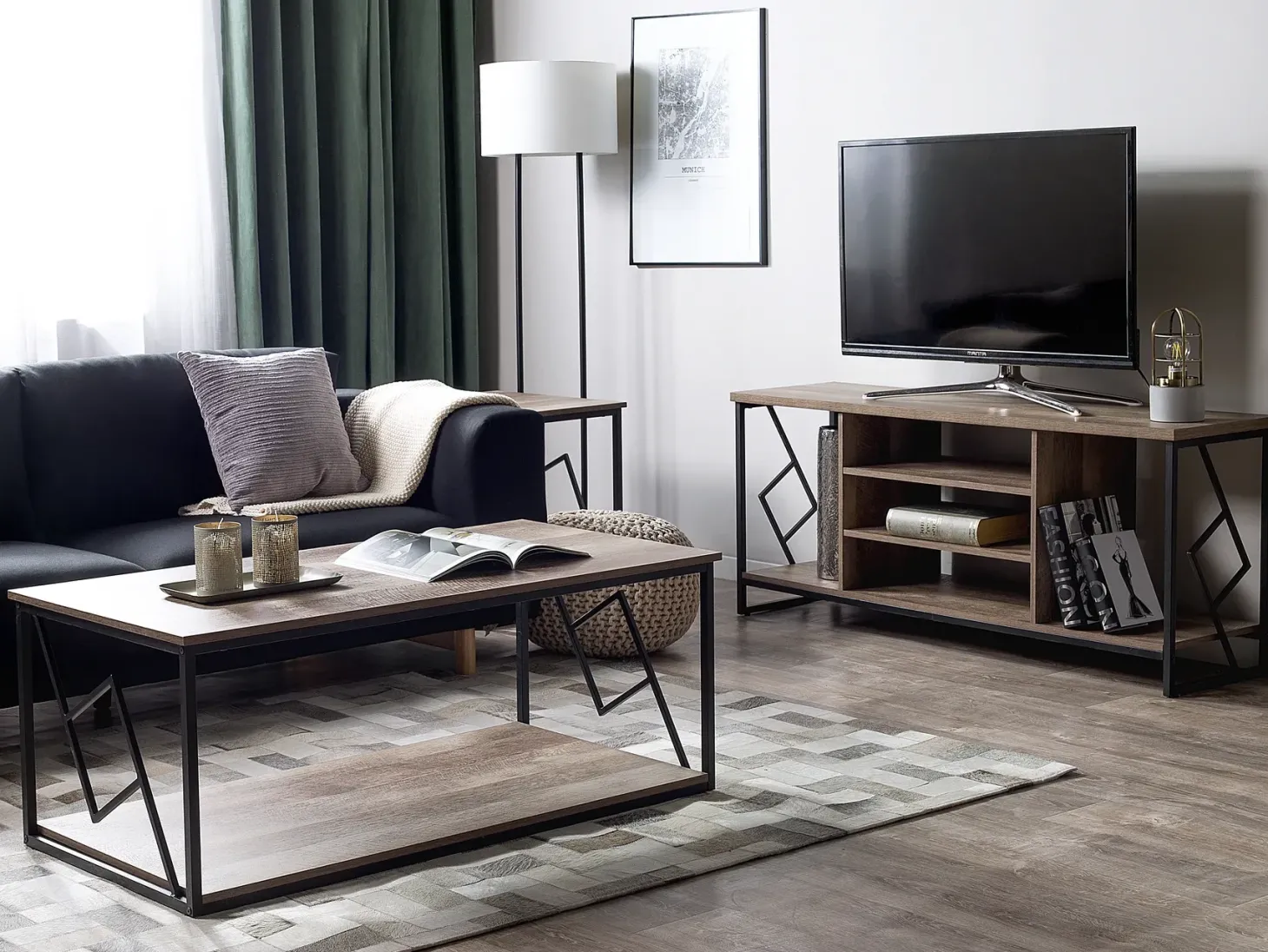 TV-bord FORRES Brun/sort