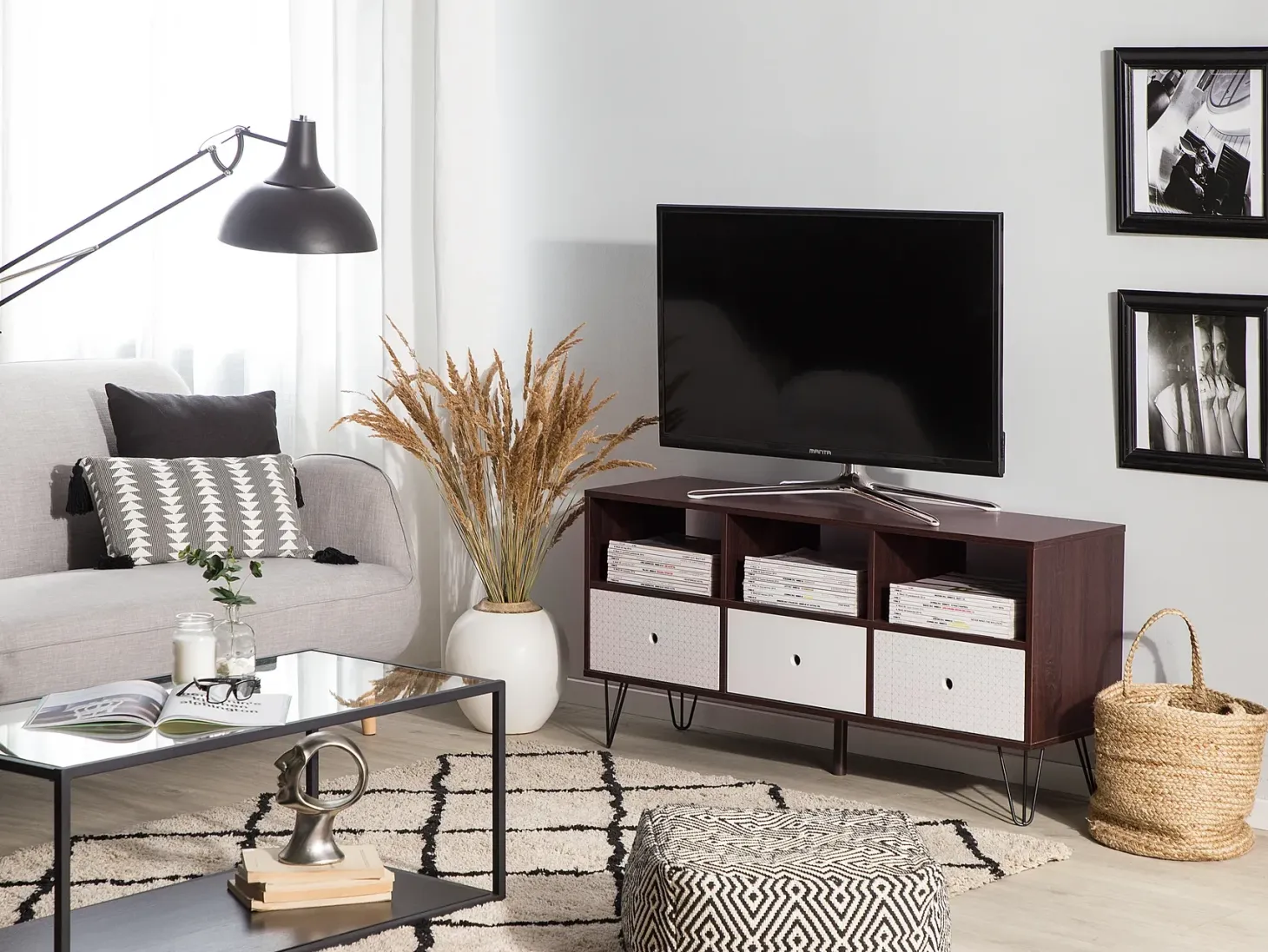 TV-bord FOSTON Brun/hvid