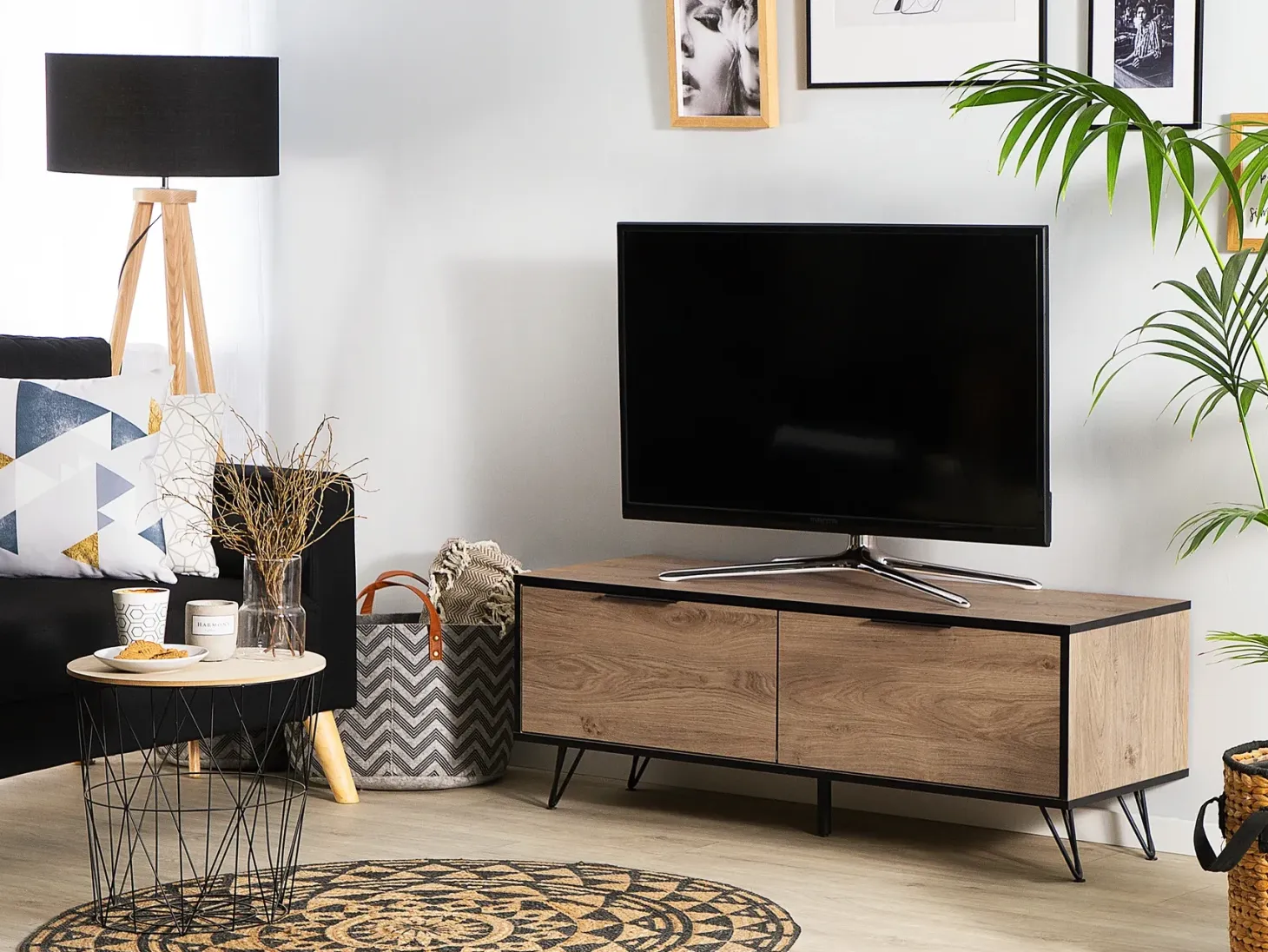TV-bord HALSTON Brun/sort