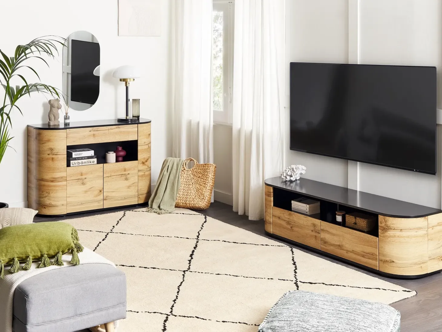 TV-bord JEROME Brun/sort