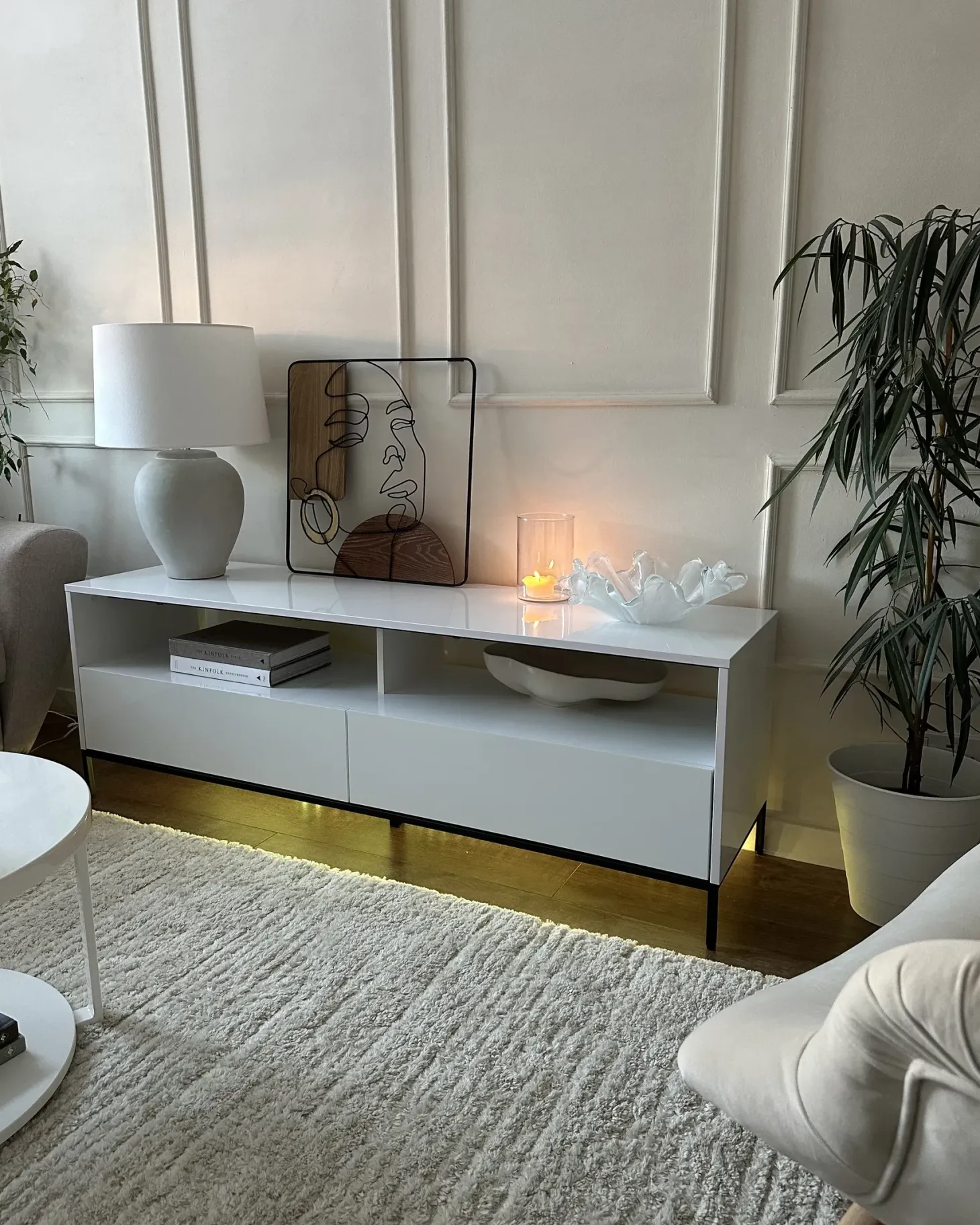 TV-bord LED SYDNEY Hvid