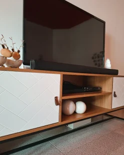 TV-bord NUEVA Lysebrun/hvid