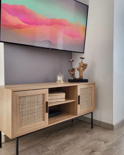 TV-bord PASCO Rattan Lysebrun